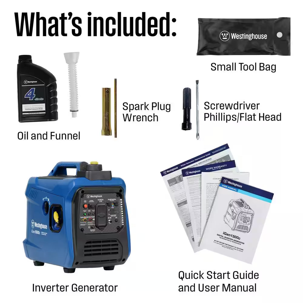 1,500-Watt Gas Powered Portable Inverter Generator with Recoil Start and Quiet Technology