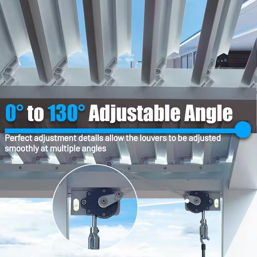 10 Ft. X 10 Ft. White Aluminum Metal Louvered Pergola