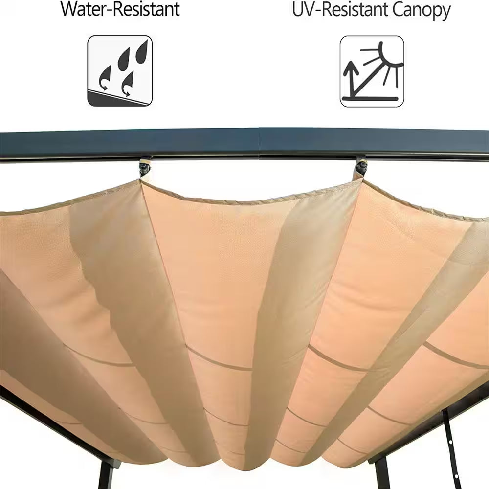 11 Ft. X 16 Ft. Lake Blue Outdoor Retractable Pergola, Patio Grill Gazebo, Weather-Resistant