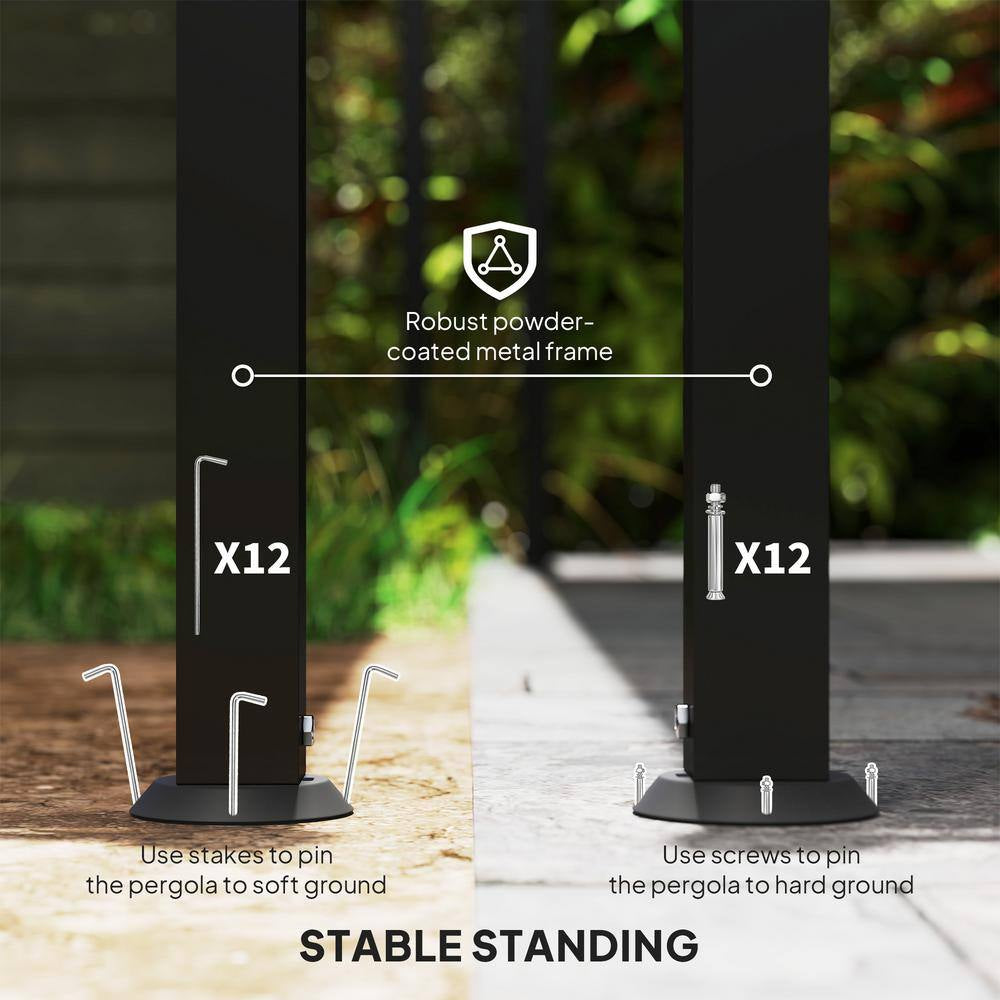 10 Ft. X 20 Ft. Outdoor Pergola Canopy, Metal Patio Canopy with Weather-Resistant Fabric and Drainage Holes