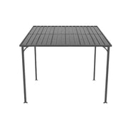 8 Ft. X 10 Ft. Lean to Gazebo, Wall Mounted Gazebos Pergola, Galvanized Steel Roof for Deck, Porch, Backy