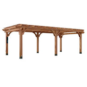 Beaumont 24 Ft. X 12 Ft. Light Brown Cedar Wood Outdoor Patio Pergola with Trellis Roof and Powerport