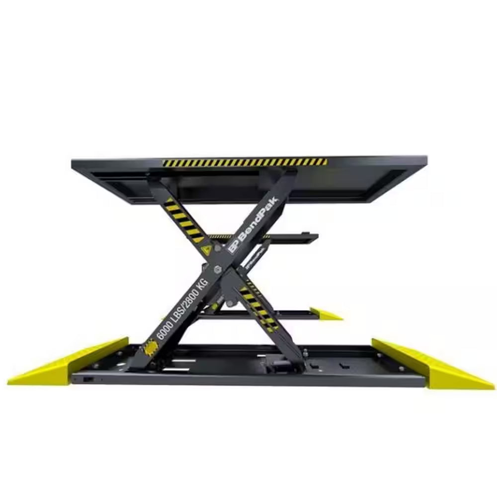 MDS-6LP 1-Phase Mid Rise Scissor Car Lift 6000 Lbs. Capacity - Open Center with 220V Power Unit Included