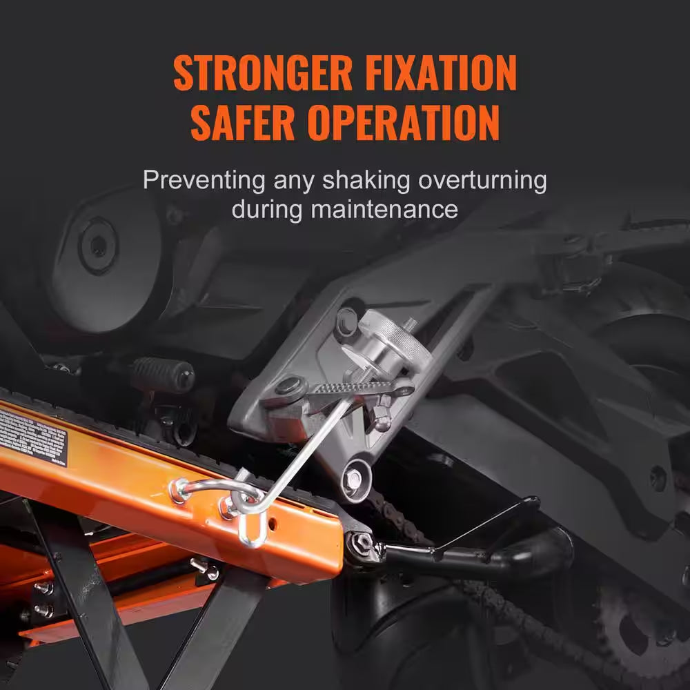 Hydraulic Motorcycle Lift Table, 350 Lbs. Capacity Motorcycle Scissor Jack Lift, 4 Wheels, Foot-Operated Jack Stand