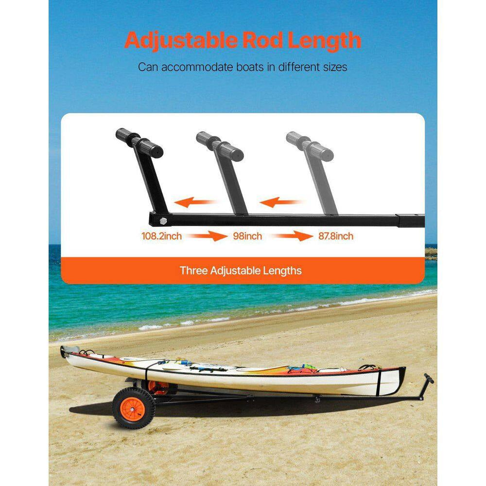 420Lbs Boat Trailer Dolly Mover Adjustable Length with 15.7 In. Pneumatic Tires