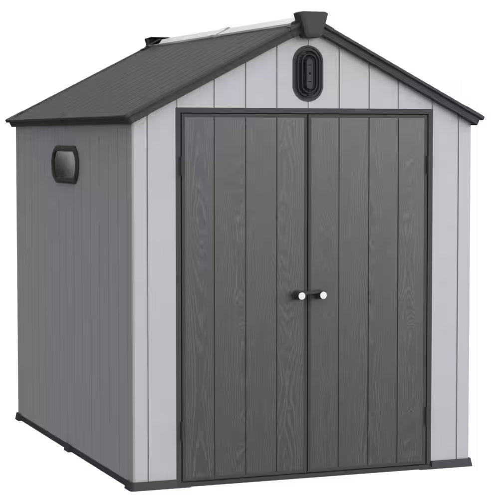6 Ft. W X 8 Ft. D Plastic Storage Resin Shed for Backyard Garden Big Spire Tool Storage with Double Door (48 Sq. Ft. )