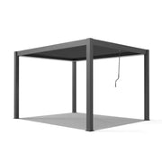 10 Ft. X 12 Ft. Dark Gray Outdoor Aluminum Louvered Pergola with Color-Changing LED Lights
