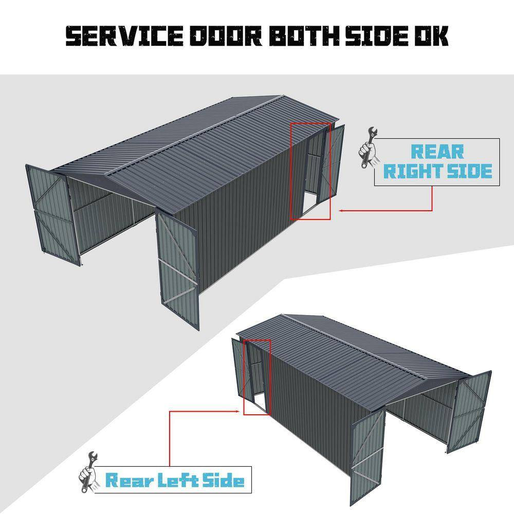 20 Ft.W X 10 Ft.D Outdoor Metal Storage Shed, Utility Tool House with 2 Doors, 4 Vents for Car,Truck, Gray (235 Sq. Ft.)