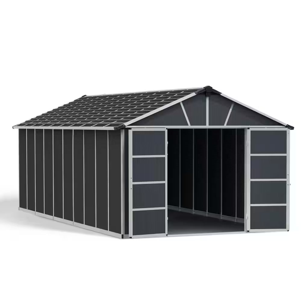 Yukon 11 Ft. W X 21 Ft. D Resin Plastic Outdoor Garden Storage Shed with Floor (229.8 Sq. Ft.) in Dark Gray