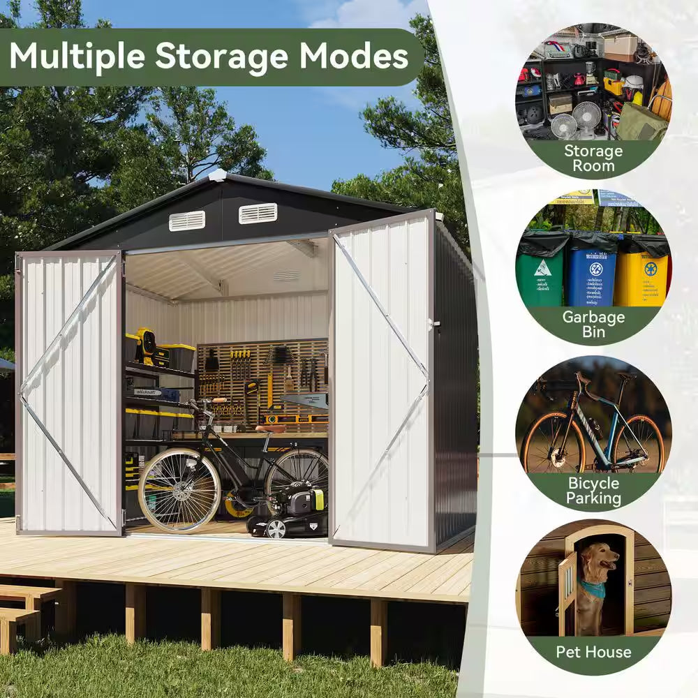 8 Ft. W X 6 Ft. D Metal Storage Shed with Vents and Lockable Door (43 Sq. Ft.)