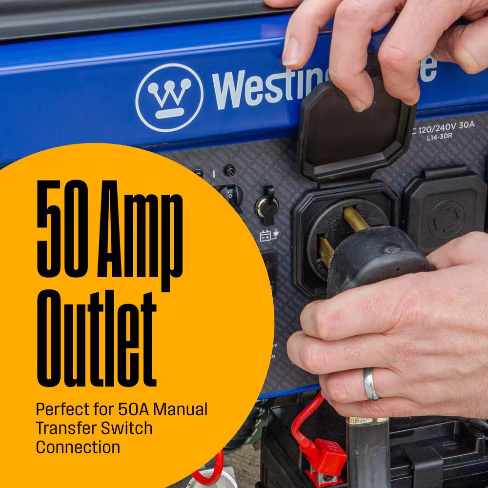 12,500/9,500-Watt Remote Electric Start Dual Fuel Gas and Propane Powered Portable Generator W/ 50 Amp Outlet, CO Sensor