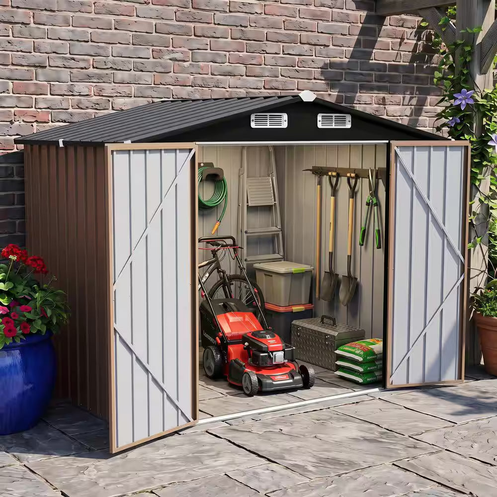 8 Ft. W X 6 Ft. D Metal Outdoor Storage Shed with Durable Double Doors (47 Sq Ft.)