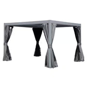 12 Ft. X 10 Ft. Aluminum Pergola with Louvered Roof and Drainage System, Gray