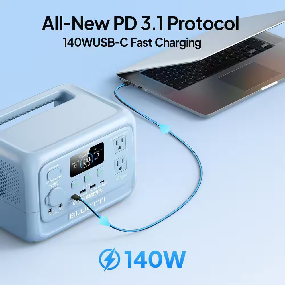 600W Continuous/1500W Peak Output 288Wh Portable Power Station, Push Button Start Battery Solar Generator for Campsite