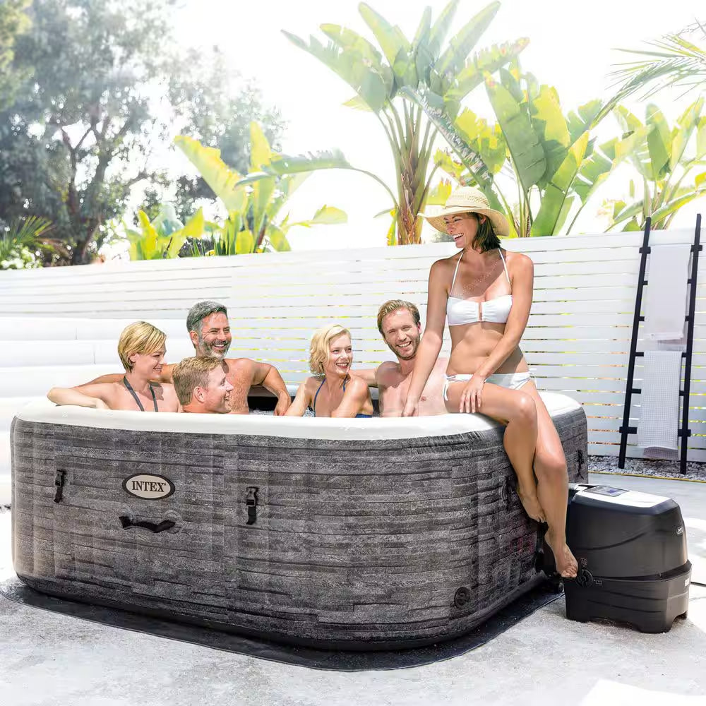 Purespa plus Greystone 6 Person Inflatable Square Hot Tub W/ 170 Airjets