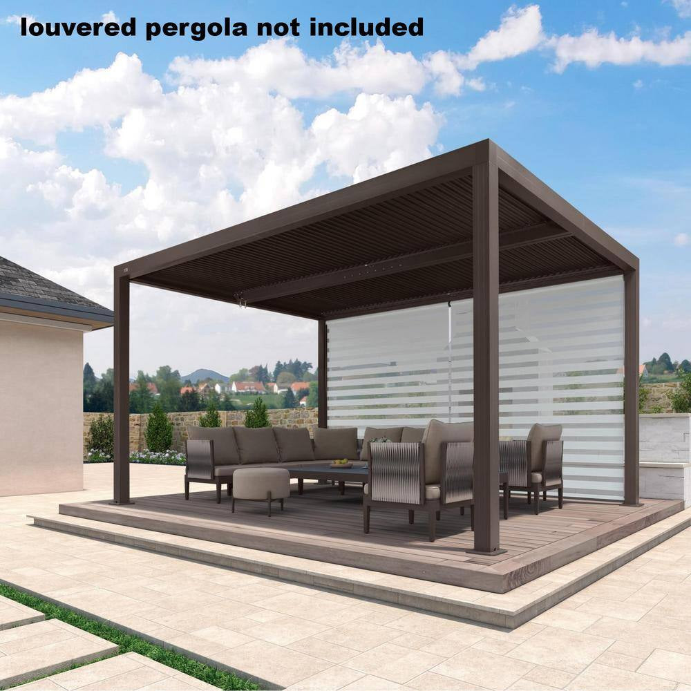14 Ft. Individual Adjustable Sunshade Privacy Roller Blinds for Bronze Aluminum Louvered Pergola 1-Side Wall