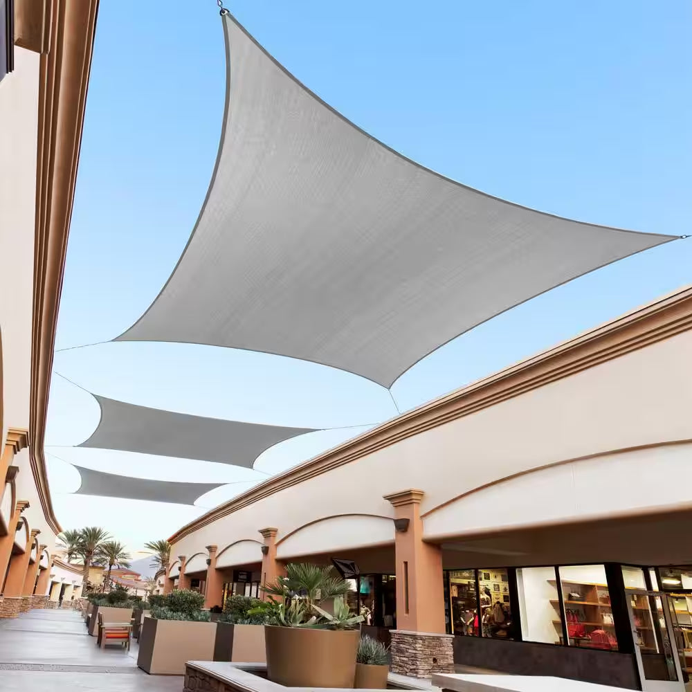 12 Ft. X 12 Ft. 190 GSM Grey Square Sun Shade Sail Screen Canopy, Outdoor Patio and Pergola Cover