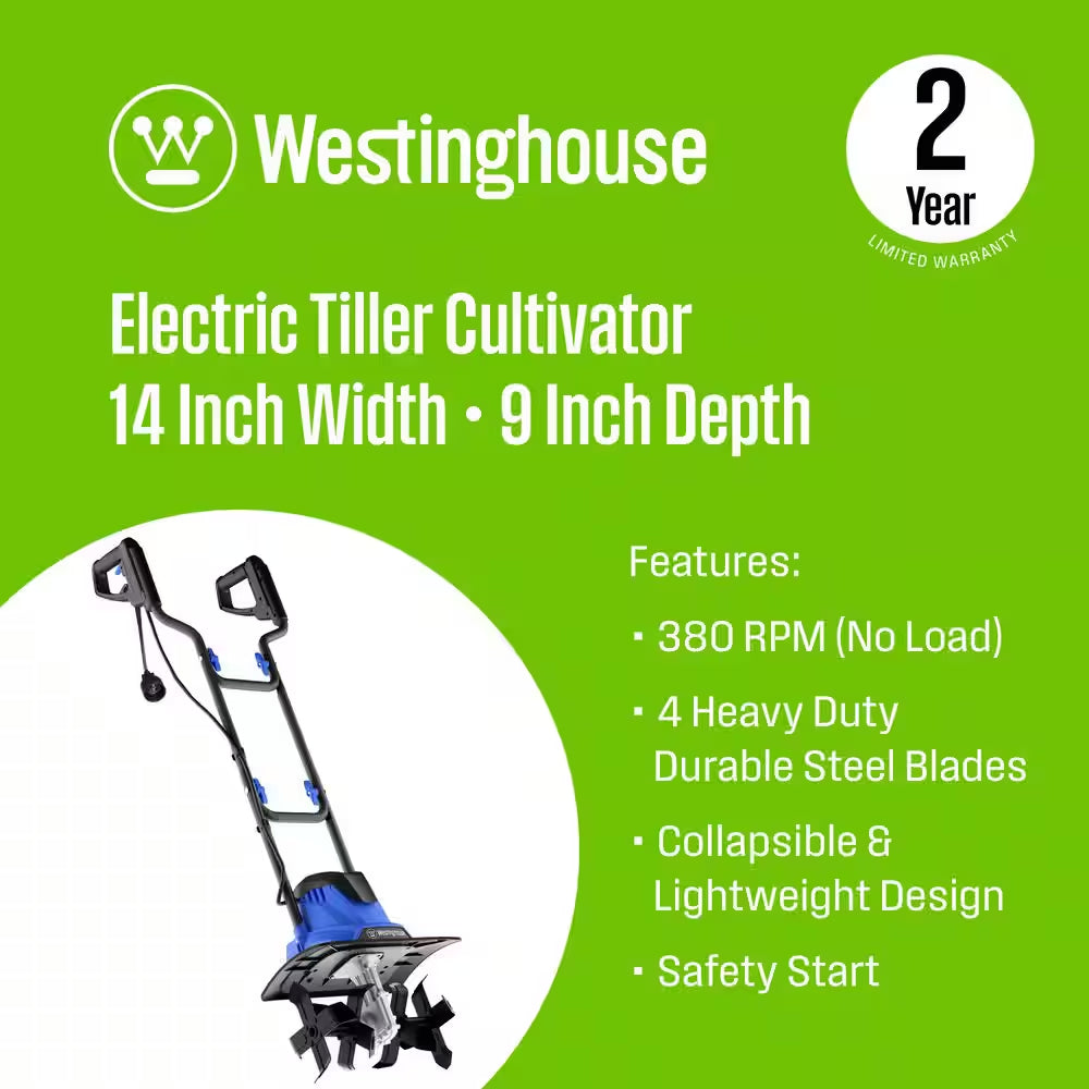 14 In. 10 Amp Electric Tiller Cultivator