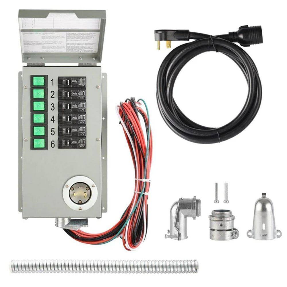 3600W Output/7200W Peak Push-Button Start 6144Wh Solar Generator Kit, with 4-Piece 440W Solar Panels and Transfer Kit