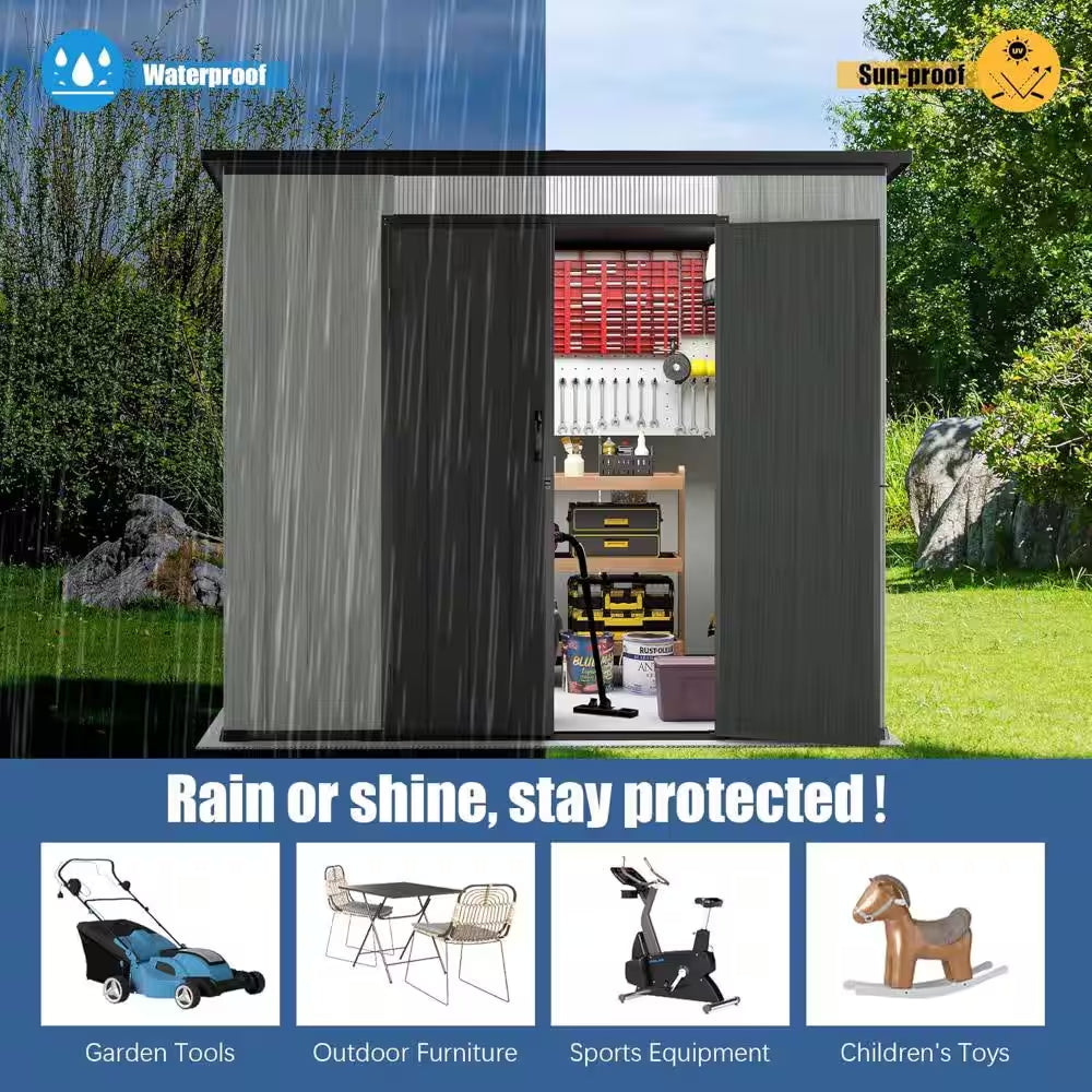 6 X 8 FT. Outdoor Resin Storage Shed with Lockable Door, Windows and Vents