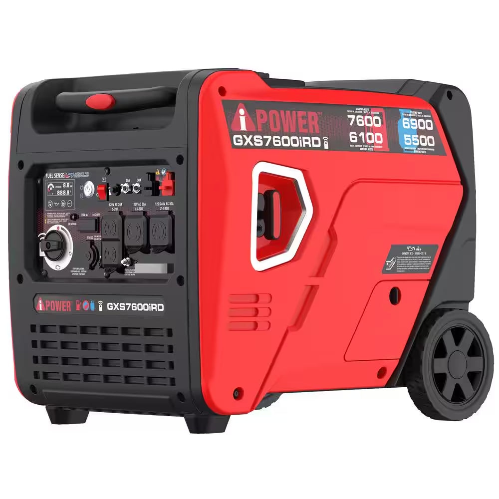 7600-Watt Remote Electric Start Gas and Propane Powered Inverter Generator with 322Cc OHV Engine and CO Sensor Shutdown