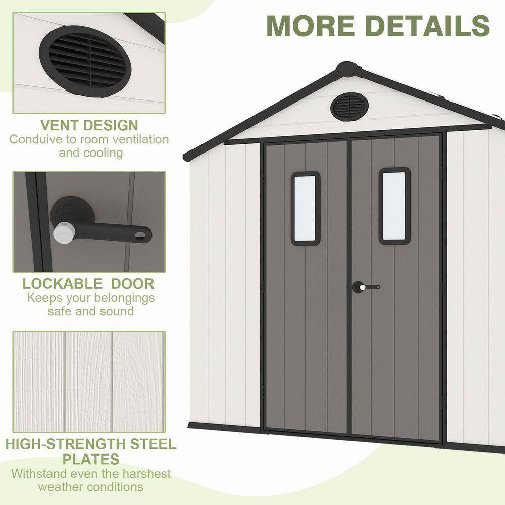 8 Ft. W X 8 Ft. D Outdoor Resin Garden Tool Storage Shed for Backyard (64 Sq. Ft.)