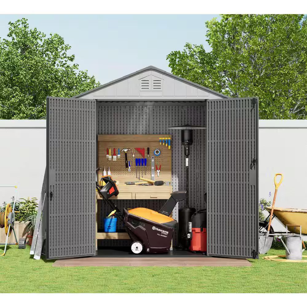 20 Sq. 6 X 4 Ft. Outdoor Resin Storage Shed, Weatherproof Durable Tool Shed, Lockable with Floor and Window