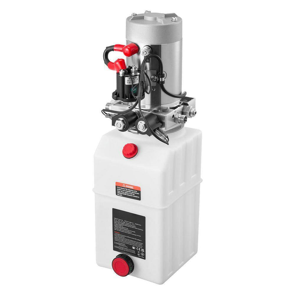 6 Qt. Hydraulic Power Unit, Double Acting Dump Trailer Pump, 3200 PSI Max Relief Pressure and 0.91 GPM Flow Rate, DC 12V