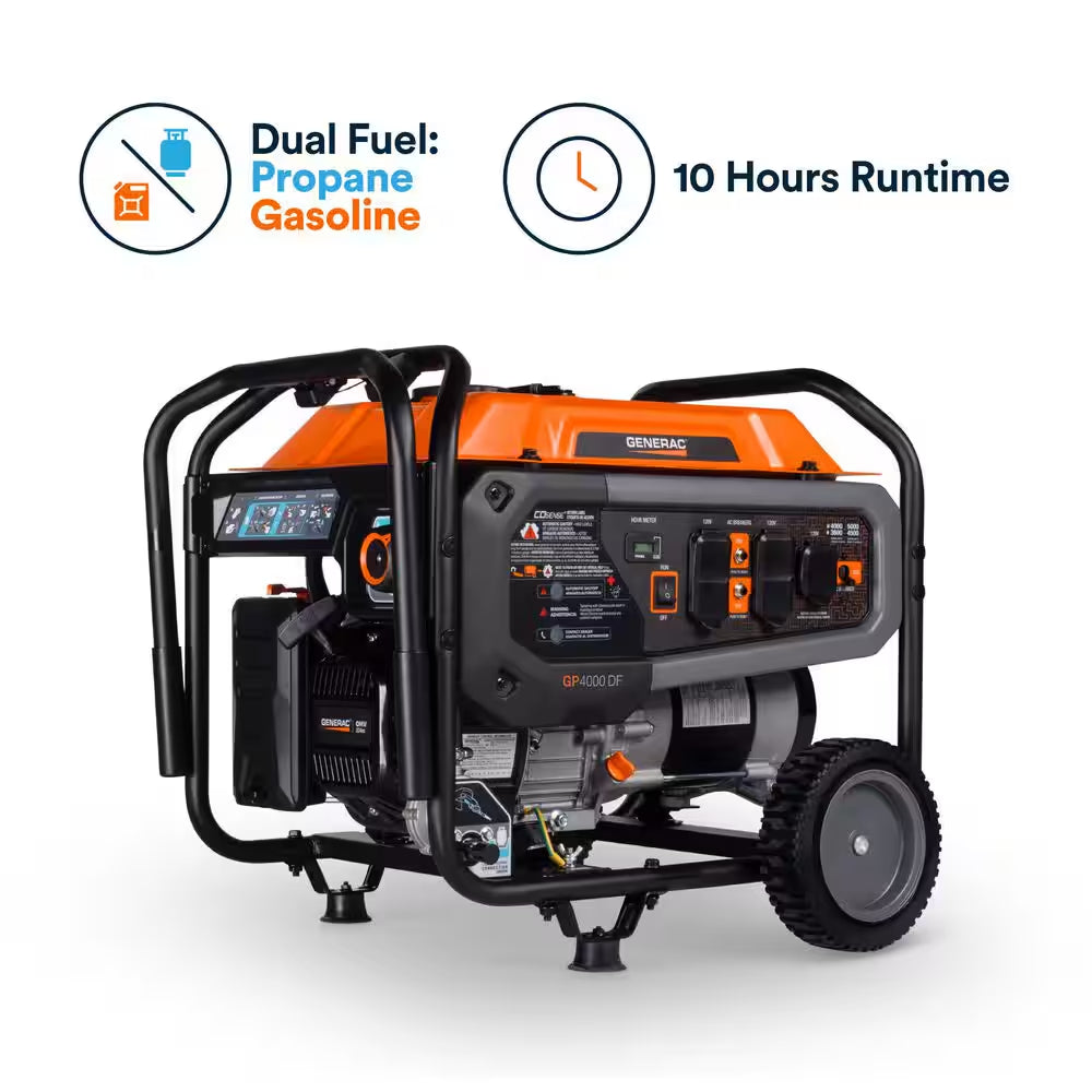 5000 / 4000-Watt Dual Fuel Recoil Start Gasoline / Propane Powered Portable Generator-Gp4000 DF