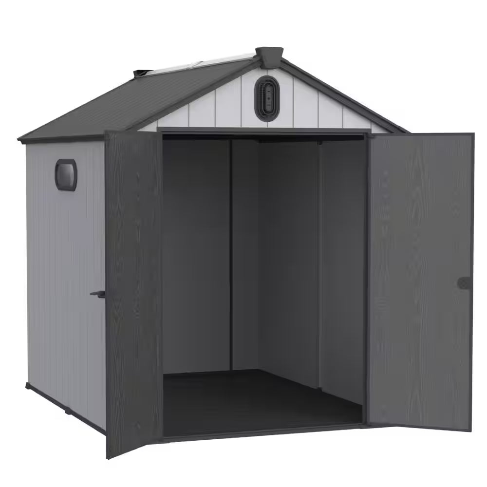 6 Ft. W X 8 Ft. D Outdoor Plastic Storage Shed with Double-Door, Plastic Floor for Backyard Garden (48 Sq. Ft.)