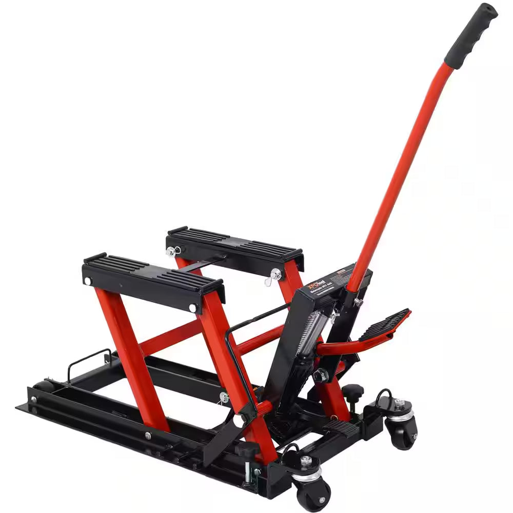 1500 Lbs Capacity Portable Hydraulic Motorcycle Lift Jack with 4-Wheels