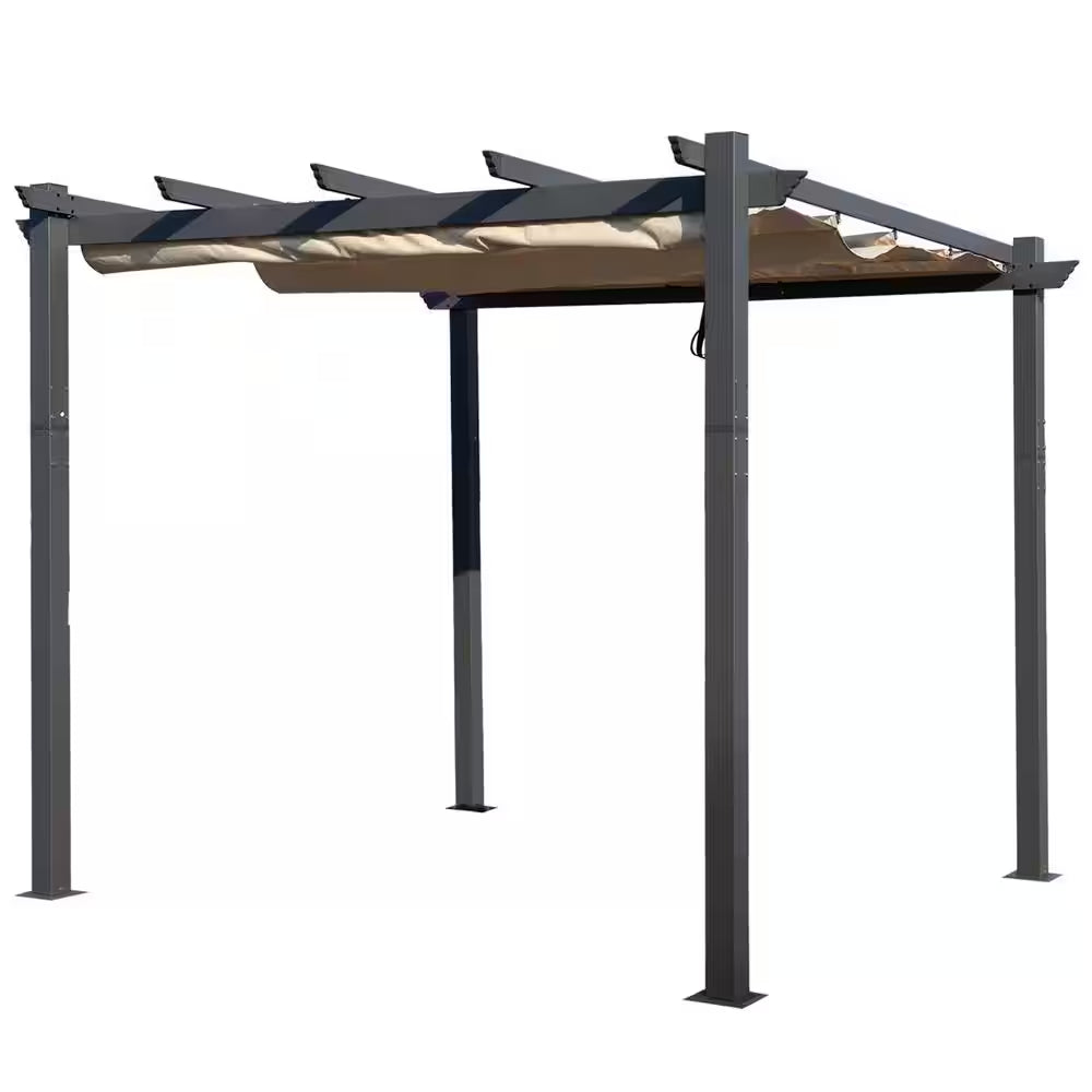 Morgan 10 Ft. X 10 Ft. Aluminum Frame Outdoor Pergola with Beige Canopy