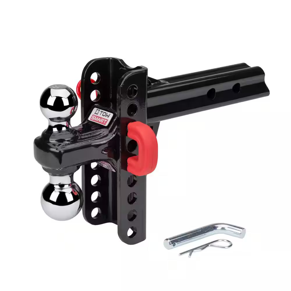 Class 5, 14,000 Lbs. 5-1/2 In. Drop to 5-1/2 In. Rise, Adjustable X-Mount Trailer Hitch Dual Ball Mount