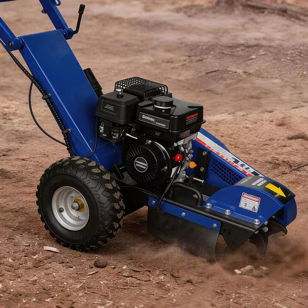 14 In. 7HP Gas Powered Stump Grinder with Ducar Engine 6 Alloy Cutting Teeth and Adjustable Brake Control