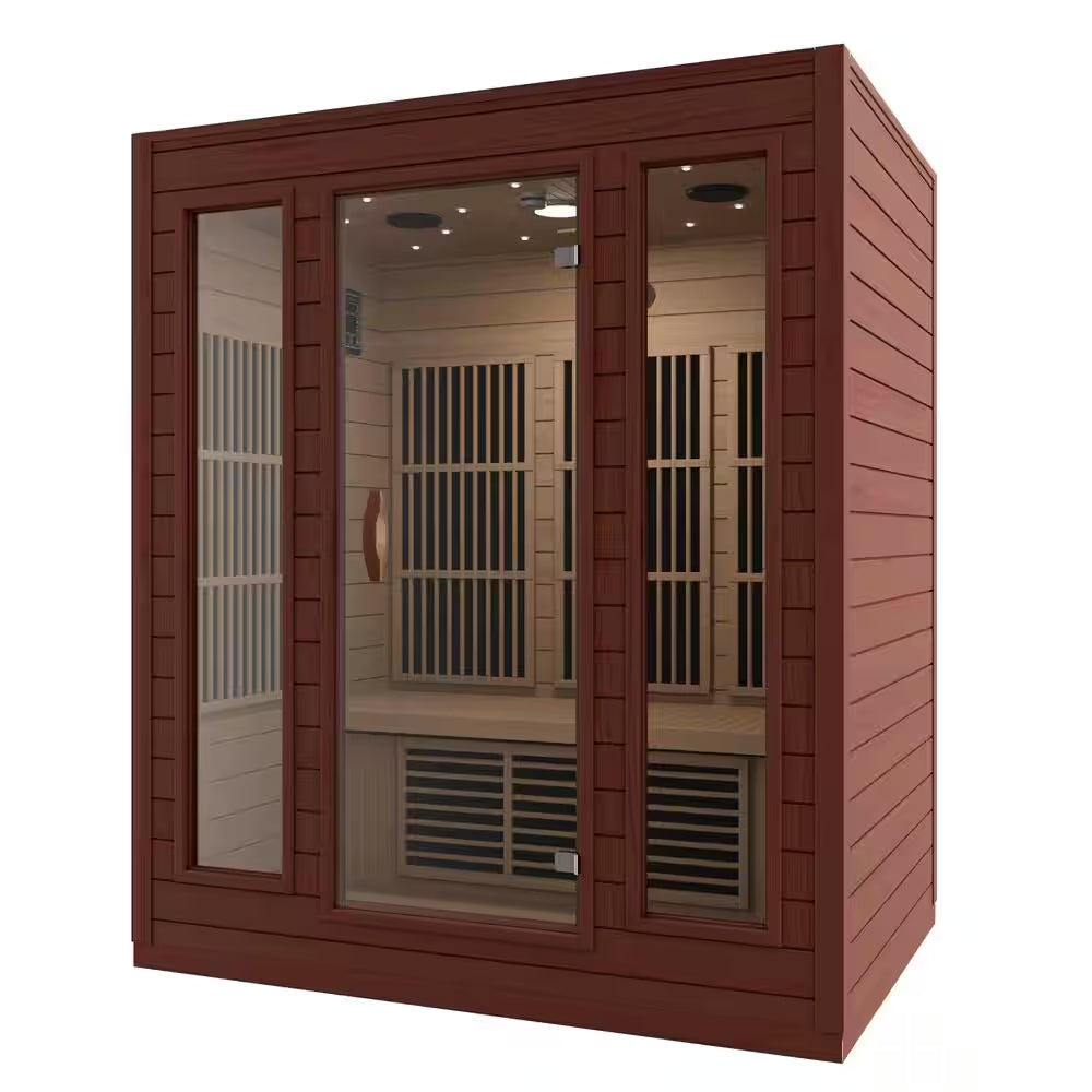 S12HD Series 3-Person Indoor Hemlock Wooden Infrared Sauna with Carbon FAR, LED Touch and Control Panel