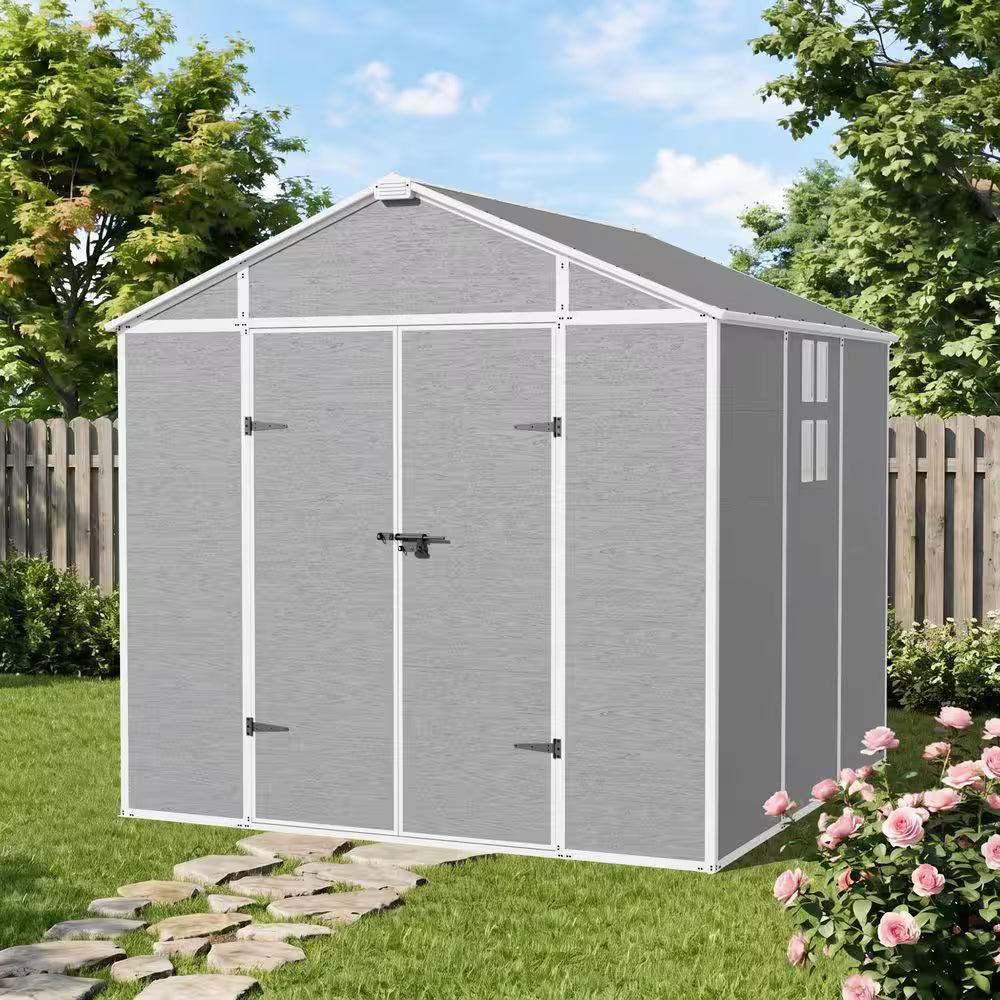 8 Ft. W X 6 Ft. D Plastic Resin Outdoor Storage Shed with Floor (48 Sq. Ft. )