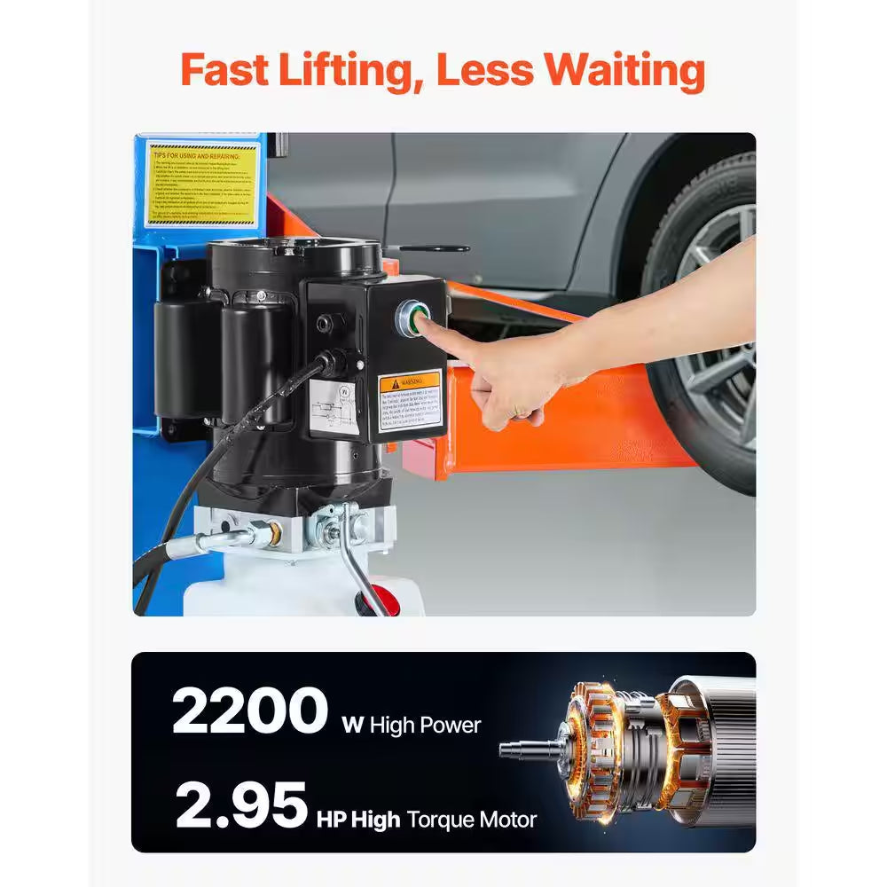 Symmetric 2 Post Car Lift 9000 Lb. Capacity, 220V 2.95 HP Motor, Hoist for Sedan/Suv, 74. 8In. Height, Garage/Shop, Blue