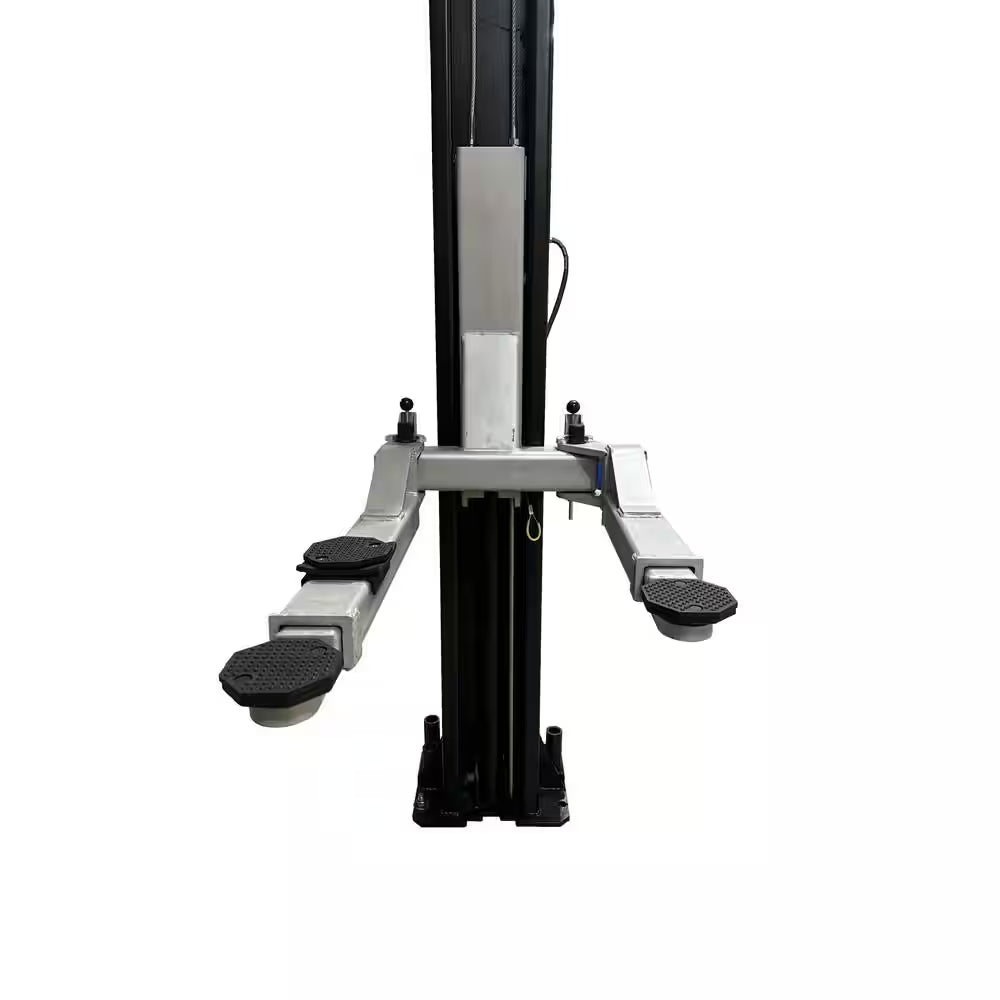 Asymmetric 2 Post Car Lift Clear Floor 9,000 Lbs. Capacity Heavy Duty in Black
