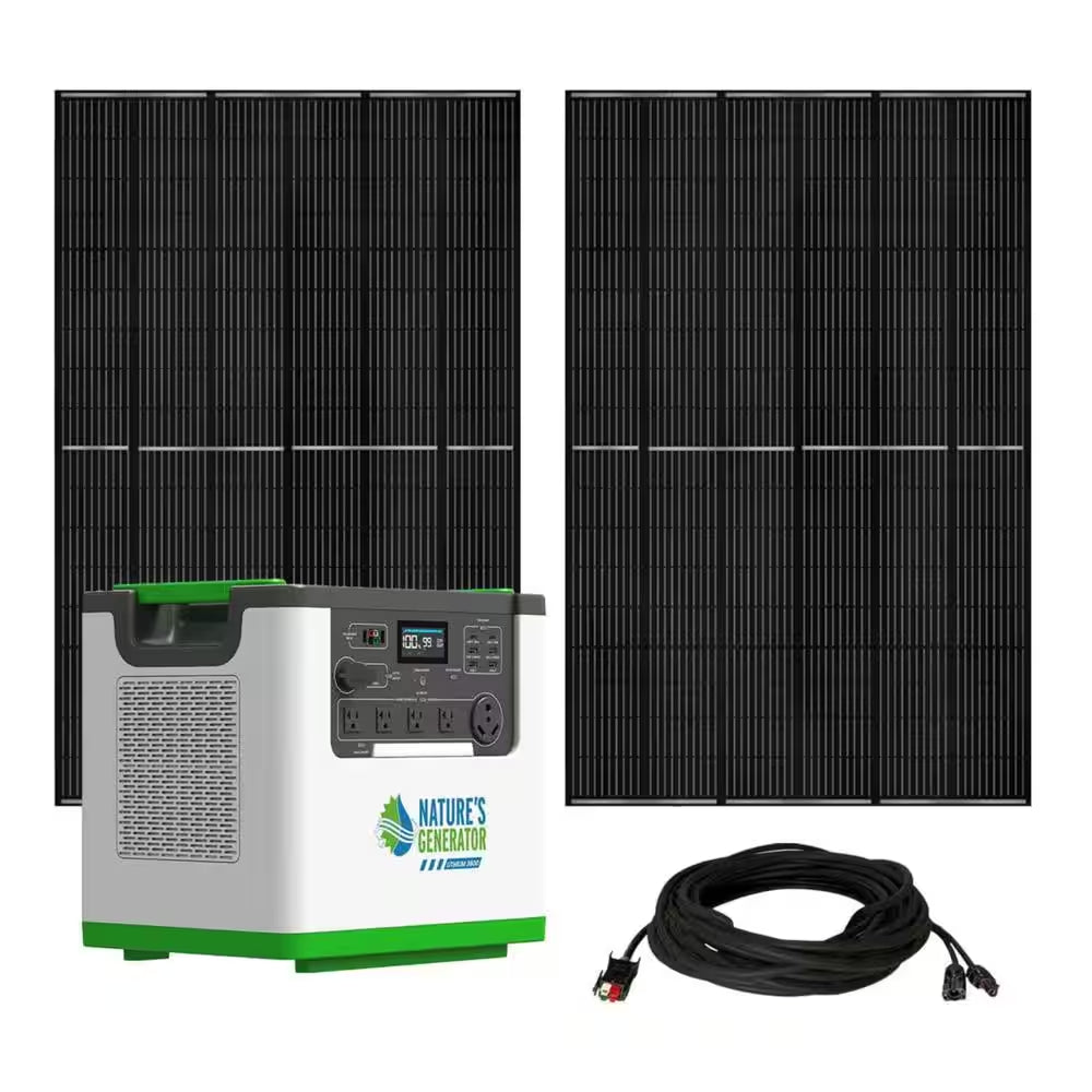 3600W Output/7200W Peak Push-Button Start 6144Wh Solar Generator Kit, for Home Emergency Backup, RV and Off-Grid Use