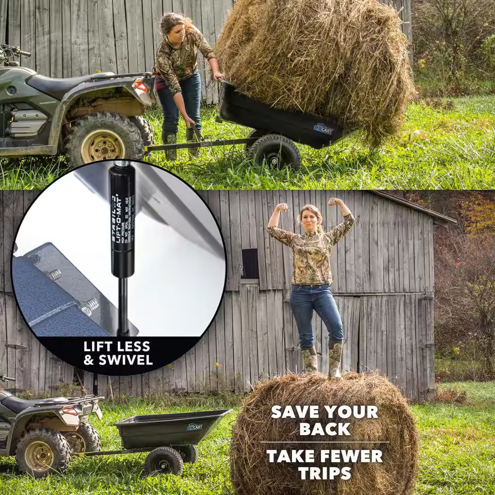 Stockman 15 Cu. Ft. to 17 Cu. Ft. Lift-Assist and Swivel Dump Cart with 18 In. Atv-Grade Run-Flat Tires