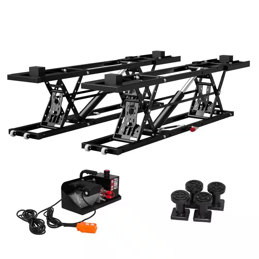 9000LBS Portable Car Lift Electric Hydraulic Vehicle Lift with 28" Max Height & 11.5" Extension Plates for Sedan SUV
