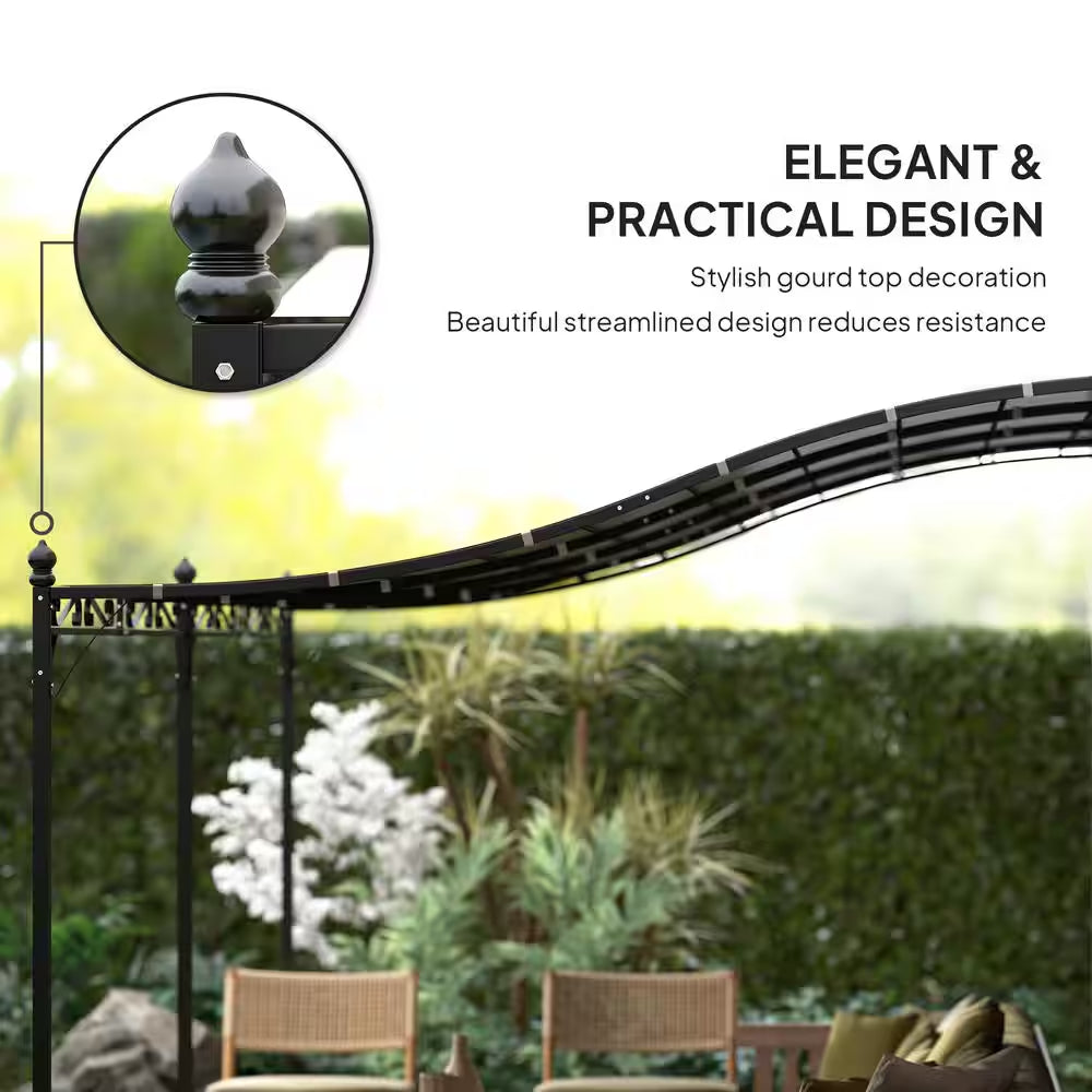 10 Ft. X 20 Ft. Outdoor Pergola Canopy, Metal Patio Canopy with Weather-Resistant Fabric and Drainage Holes