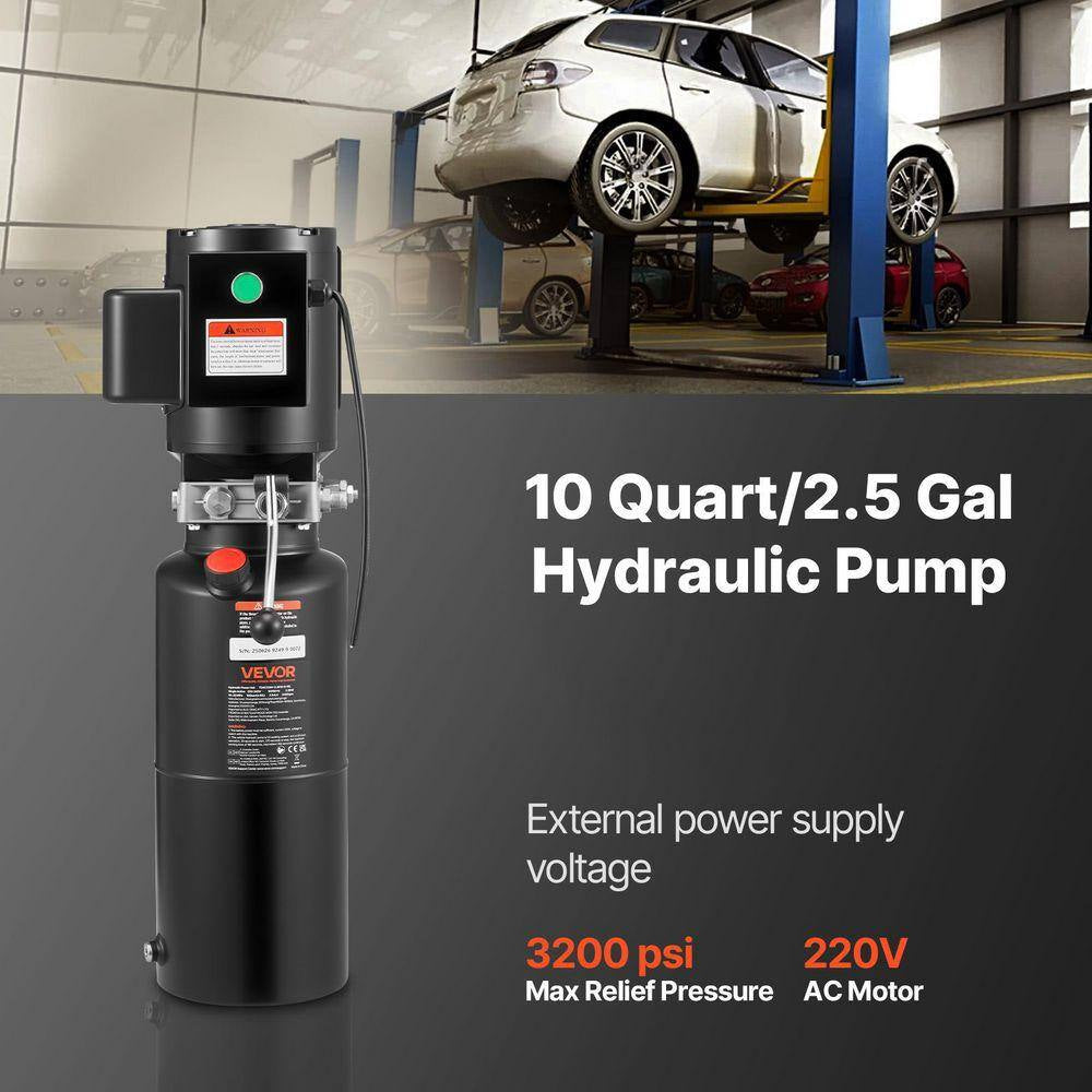 Hydraulic Pump Power Unit, AC 220V, 10Qt. Single-Acting, 6. 3L/Min, 22Mpa, for Dump Trucks, Auto Garage, Car Lifts