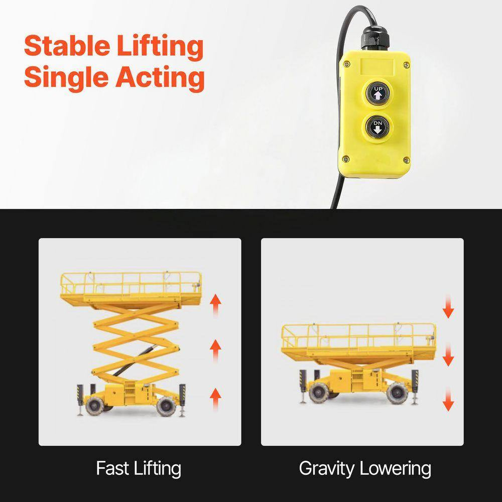 6 Qt. Hydraulic Power Unit, Single Acting Dump Trailer Pump, 3200 PSI Max Relief Pressure and 0.91 GPM Flow Rate, White
