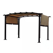 12 Ft. X 9 Ft. Beige Outdoor Pergola Patio Gazebo with Retractable Shade Canopy for Gardens, Terraces, Backyard