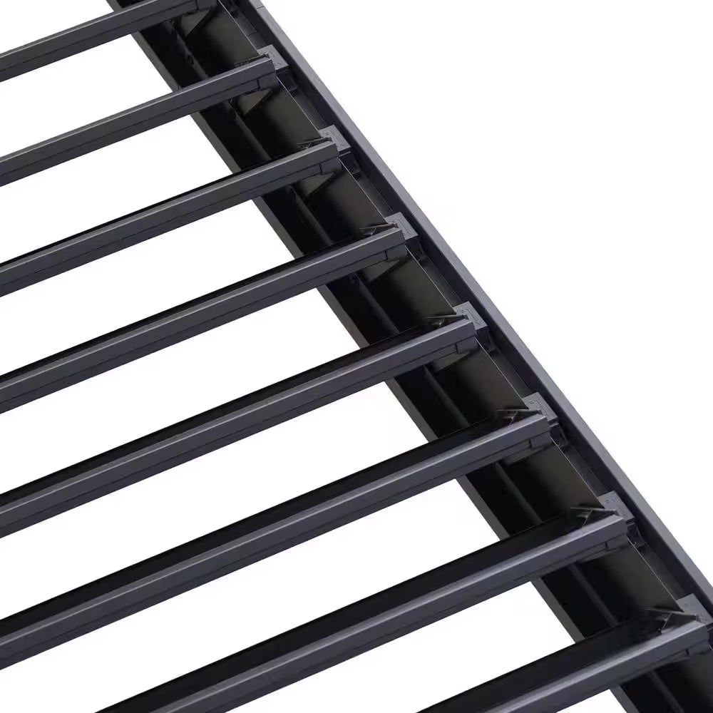 Harrow 9.75 Ft. X 9.75 Ft. Black Aluminum Outdoor Pergola with Adjustable Louvered Roof