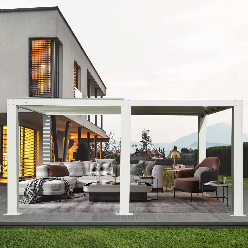 10 Ft. X 20 Ft. White Aluminum Metal Louvered Pergola