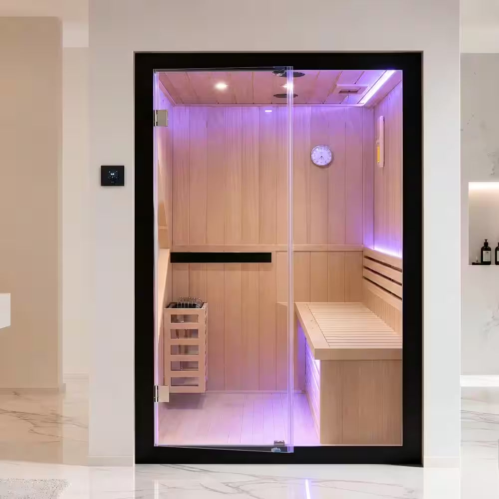 2-Person Indoor African Pine Wet/Dry Sauna with Electric Sauna Heater