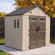 8 Ft. W X 6 Ft. D Outdoor Gray Resin Storage Plastic Shed with Lockable Door and Floor (47 Sq. Ft.)