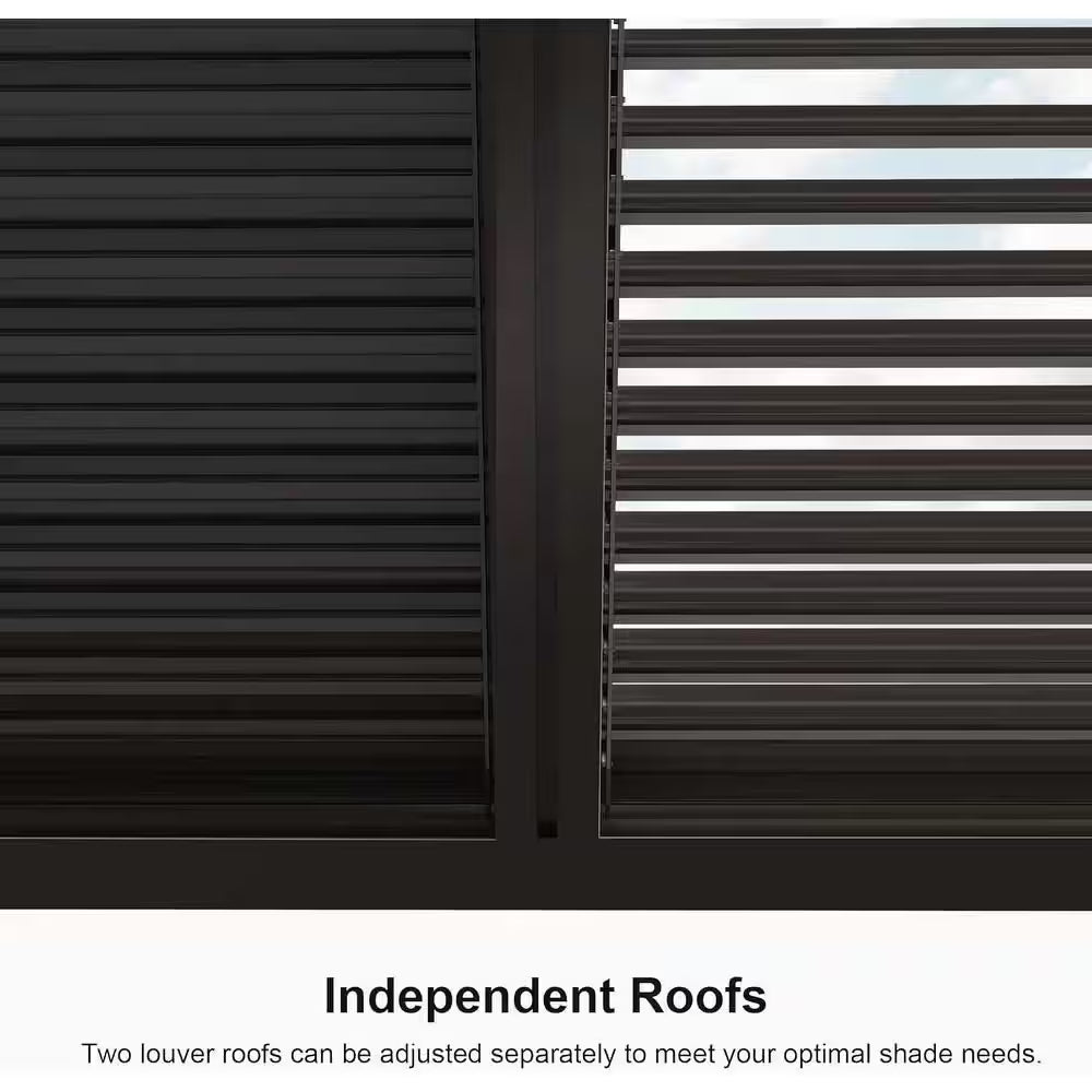 10 Ft. X 12 Ft. Bronze Aluminum Frame Patio Hardtop Louvered Pergola with Adjustable Sunshade Roofs and In-Built Gutter